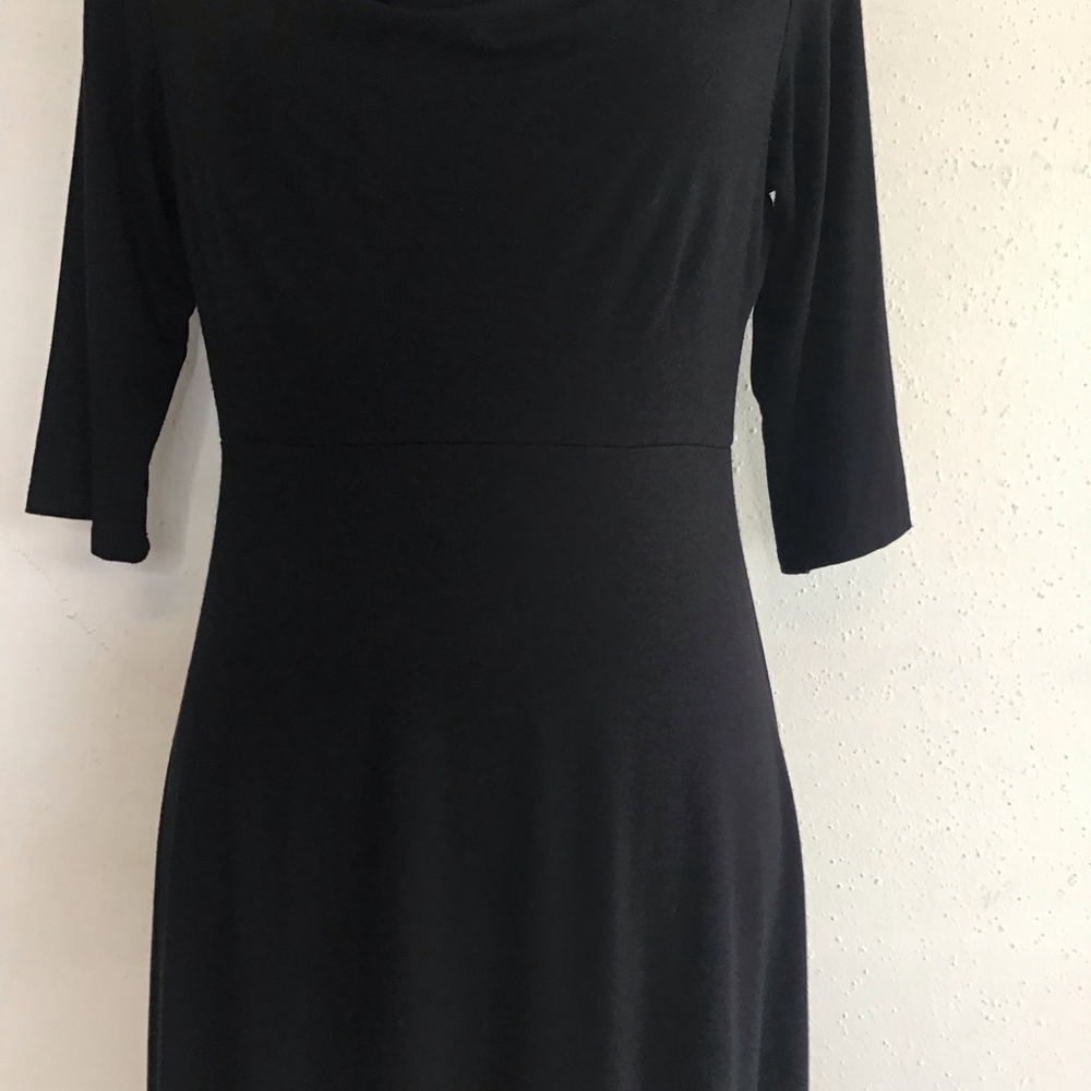 Eileen Fisher Women Elegant Black Cowl Neck Midi Cocktail Dress SP - Picture 6 of 13